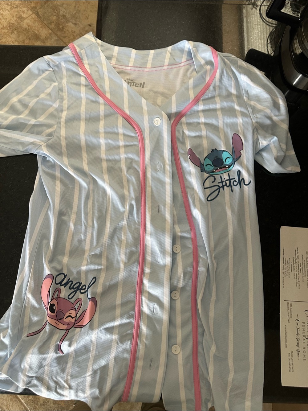 Disney Stitch Baseball Jersey - Light Blue, White & Pink Accents